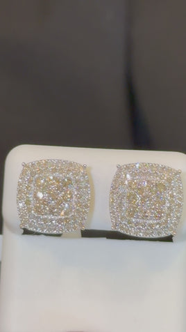 10K YELLOW GOLD 1.50 CARAT NATURAL DIAMONDS 13 MM EARRING STUDS
