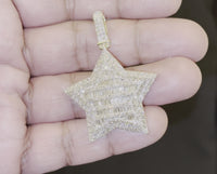 
              10K YELLOW GOLD 4.50 CARAT 2 INCHES REAL DIAMOND STAR PENDANT CHARM
            