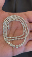 
              14K WHITE GOLD 14.38 CARAT CERTIFIED LAB GROWN DIAMONDS 18 INCHES 5 MM TENNIS CHAIN NECKLACE
            