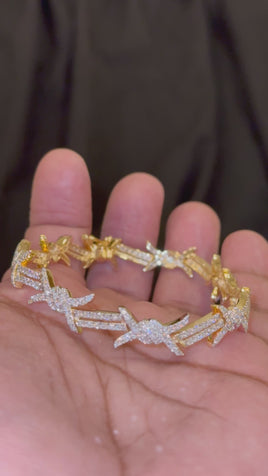 4.75 CARAT LAB GROWN DIAMONDS STERLING SILVER GOLD PLATED 8 INCHES 10 MM BRACELET