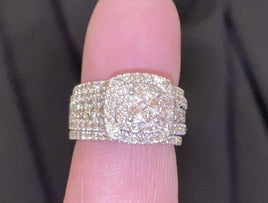 10K WHITE GOLD 2.25 CARAT WOMEN REAL DIAMOND ENGAGEMENT RING 2 WEDDING BAND BRIDAL SET