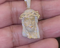 
              10K YELLOW GOLD .85 CARAT 1.25 INCHES NATURAL DIAMOND JESUS HEAD PENDANT CHARM
            