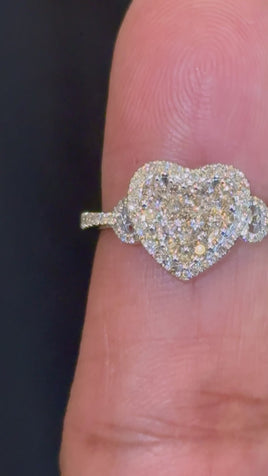 10K SOLID WHITE GOLD 1 CARAT REAL DIAMOND WOMEN BRIDAL HEART WEDDING ENGAGEMENT RING
