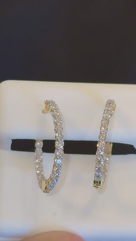 14K YELLOW GOLD 1.02 CARAT 20 MM EGL CERTIFIED LAB GROWN DIAMONDS STUDS EARRINGS HOOPS