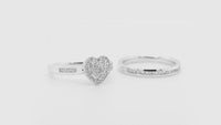 
              10K WHITE GOLD .60 CARAT WOMEN REAL DIAMOND HEART ENGAGEMENT RING WEDDING BAND RING SET
            