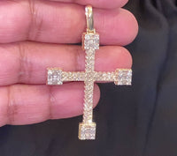 
              10K YELLOW GOLD 2.50 CARAT 2.25 INCHES REAL DIAMOND MEN CROSS PENDANT CHARM CROSS
            