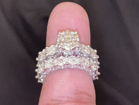 
              10K WHITE GOLD 4.25 CARAT WOMEN REAL DIAMOND ENGAGEMENT RING WEDDING BAND RING SET
            