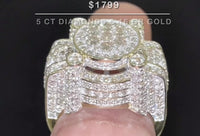 
              10K YELLOW GOLD 5.25 CARAT MENS REAL DIAMOND ENGAGEMENT WEDDING PINKY RING BAND
            