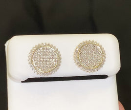10K YELLOW GOLD .40 CARAT 12 MM 100% GENUINE DIAMONDS MENS/WOMENS EARRING STUDS