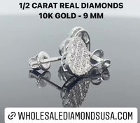 
              10K WHITE GOLD .50 CARAT REAL DIAMOND 9MM WOMENS HEART HOOPS EARRINGS HUGGIE STUDS
            