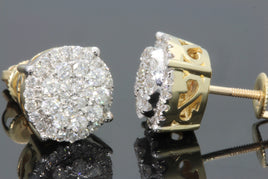 10K YELLOW GOLD 1.15 CARAT MENS/WOMENS 10 mm 100% GENUINE DIAMONDS EARRING STUDS