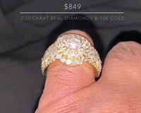 
              10K YELLOW GOLD 2.50 CARAT MENS REAL DIAMOND ENGAGEMENT WEDDING PINKY RING BAND
            