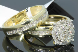 10K YELLOW GOLD .75 CARAT WOMEN REAL DIAMOND ENGAGEMENT RING WEDDING BAND RING SET