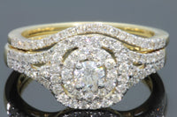 
              10K YELLOW GOLD 1 CARAT WOMENS REAL DIAMOND ENGAGEMENT RING WEDDING BAND SET
            