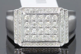 10K WHITE GOLD .75 CARAT MENS REAL DIAMOND ENGAGEMENT WEDDING PINKY RING BAND