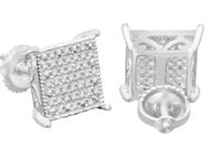 
              .40 CARAT STERLING SILVER RHODIUM MENS WOMENS 9mm 100% REAL DIAMONDS EARRINGS STUDS
            
