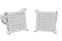 
              .40 CARAT STERLING SILVER RHODIUM MENS WOMENS 9mm 100% REAL DIAMONDS EARRINGS STUDS
            