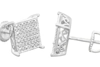 
              .40 CARAT STERLING SILVER RHODIUM MENS WOMENS 9mm 100% REAL DIAMONDS EARRINGS STUDS
            