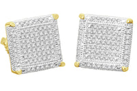 
              .65 CARAT STERLING SILVER YELLOW GOLD PLATED 12mm REAL DIAMONDS EARRINGS STUDS
            