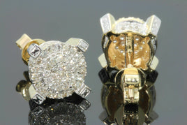 10K YELLOW GOLD .65 CARAT MENS WOMENS 9 mm 100% GENUINE DIAMONDS EARRING STUDS