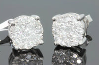 
              10K WHITE GOLD 1.15 CARAT MENS WOMENS 9 mm 100% GENUINE DIAMONDS EARRING STUDS
            