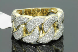 10K YELLOW GOLD 1.75 CARAT MENS REAL DIAMOND CUBAN LINK ENGAGEMENT WEDDING PINKY RING BAND
