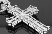 
              10K WHITE GOLD .35 CARAT 2 INCH REAL DIAMOND MEN CROSS PENDANT CHARM CROSS
            