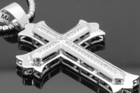 
              10K WHITE GOLD .35 CARAT 2 INCH REAL DIAMOND MEN CROSS PENDANT CHARM CROSS
            