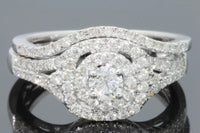 
              10K WHITE GOLD 1 CARAT WOMENS REAL DIAMOND ENGAGEMENT RING WEDDING BAND SET
            