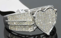 
              .85 CARAT DIAMOND STERLING SILVER RHODIUM HEART ENGAGEMENT BRIDAL WEDDING RING
            