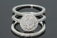 
              10K WHITE GOLD 1.15 CT WOMENS REAL DIAMOND ENGAGEMENT RING 2 WEDDING BANDS SET
            