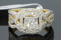 
              10K YELLOW GOLD 1.50 CARAT WOMENS REAL DIAMOND ENGAGEMENT RING WEDDING BANDS SET
            