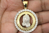 
              1 CARAT NATURAL DIAMOND STERLING SILVER 1.75 INCHES PRAYING HAND CROSS PENDANT CHARM
            
