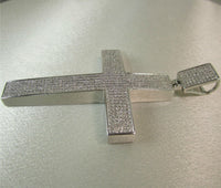 
              3 CARAT LARGE 4 INCHES REAL DIAMONDS STERLING SILVER RHODIUM PLATING CROSS CHARM PENDANT
            