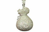 
              4.25 CARAT REAL DIAMONDS STERLING SILVER RHODIUM DIAMOND MONEY BAG PENDANT CHARM
            