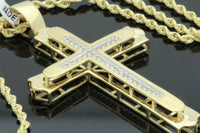 
              10K YELLOW GOLD .25 CARAT 2.25 INCH REAL DIAMOND CROSS PENDANT - WITHOUT CHAIN
            