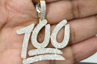 
              10K SOLID YELLOW GOLD 2.75 CARAT REAL DIAMOND 1.75" 100 PERCENT EMOJI PENDANT CHARM
            