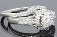 
              10K WHITE GOLD .60 CARAT WOMEN REAL DIAMOND ENGAGEMENT RING WEDDING BAND RING SET
            
