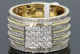 10K YELLOW GOLD 1.25 CARAT 13 MM MENS REAL DIAMOND ENGAGEMENT WEDDING PINKY RING BAND