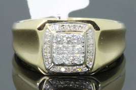 10K YELLOW GOLD .50 CARAT MENS REAL DIAMOND ENGAGEMENT WEDDING PINKY RING BAND