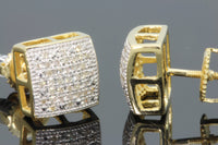 
              .25 CARAT NATURAL DIAMOND STERLING SILVER YELLOW GOLD PLATED MENS WOMENS 9 MM EARRINGS STUDS
            