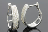 
              .50 CARAT REAL DIAMONDS STERLING SILVER RHODIUM PLATING HOOPS EARRINGS HUGGIE STUDS
            