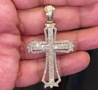 
              10K YELLOW GOLD 1.75 CARAT 2.50 INCHES REAL DIAMOND MEN CROSS PENDANT CHARM CROSS
            