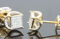 
              .15 CARAT REAL DIAMONDS STERLING SILVER YELLOW GOLD PLATED MENS WOMENS 5 mm EARRINGS STUDS
            