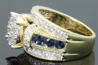 
              10K YELLOW GOLD 3.25 CARAT WOMEN DIAMOND & SAPPHIRE ENGAGEMENT RING WEDDING BRIDAL
            
