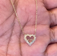 
              10K YELLOW GOLD .15 CARAT REAL DIAMOND HEART PENDANT NECKLACE WITH GOLD CHAIN
            
