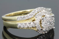 
              10K YELLOW GOLD .60 CARAT WOMEN REAL DIAMOND ENGAGEMENT RING WEDDING BAND RING SET
            
