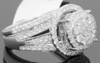 
              10K WHITE GOLD 1.25 CARAT WOMENS REAL DIAMOND ENGAGEMENT RING WEDDING BAND SET
            