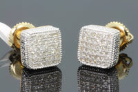 
              .40 CARAT STERLING SILVER YELLOW GOLD PLATING MENS WOMENS 8 mm 100% REAL DIAMONDS EARRINGS STUDS
            
