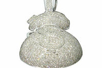 
              4.25 CARAT REAL DIAMONDS STERLING SILVER RHODIUM DIAMOND MONEY BAG PENDANT CHARM
            